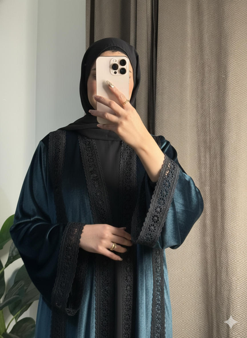 عبايه مخمل 3 قطع