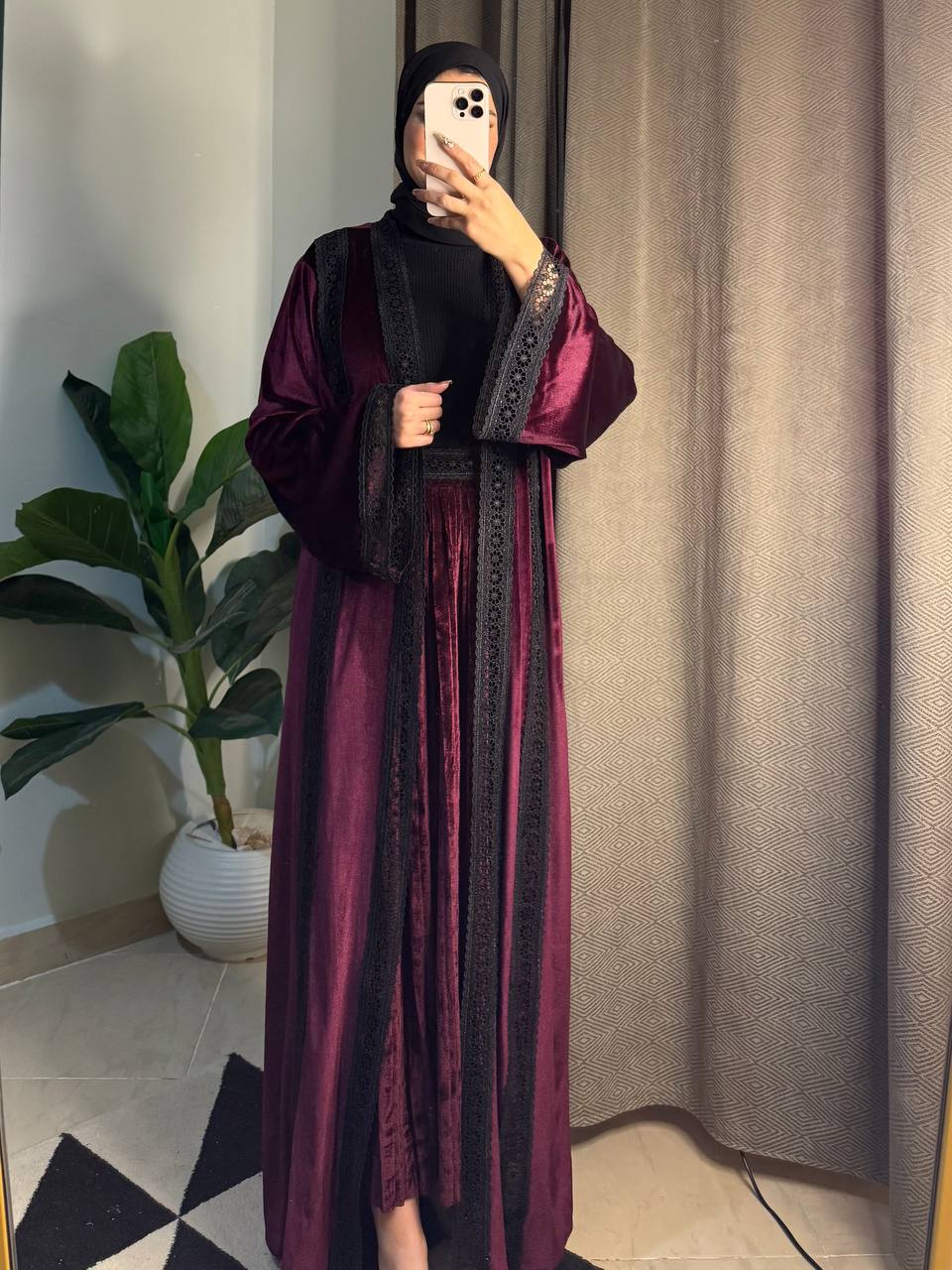 عبايه مخمل 3 قطع