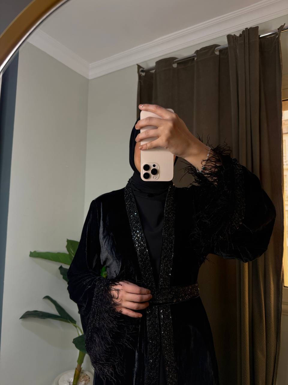 Royal velvet abbaya+basic+ belt +scarf 4 pieces