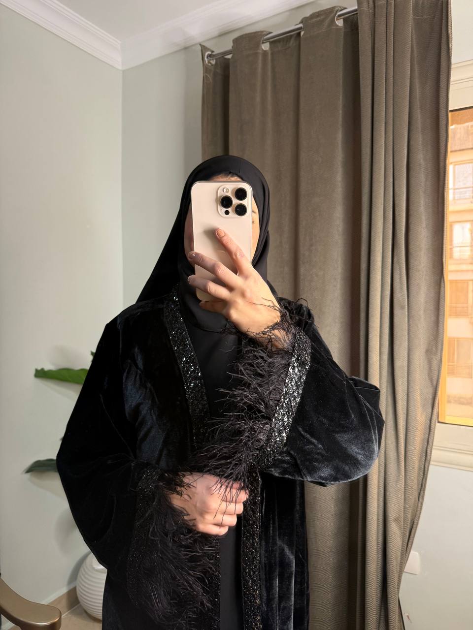 Royal velvet abbaya+basic+ belt +scarf 4 pieces